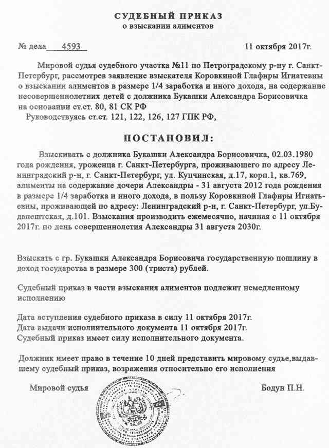 Как выглядит судебный приказ